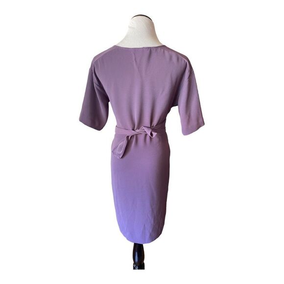 H&M Purple Wrap Waist Size 6 Short Sleeve Knee Length Dress Contemporary Modern - Picture 2 of 7